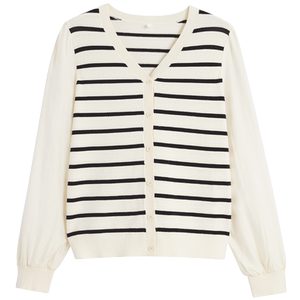 IEF/爱依服2024秋季新款时尚小香风小众设计条纹百搭显瘦毛织上衣