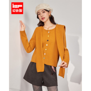 文艺休闲通勤气质设计感毛织外套 韩版 IEF 爱依服2025秋冬新款