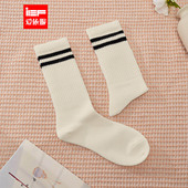 爱依服袜子2025秋季 新款 韩版 IEF 时尚 文艺撞色条纹舒适百搭长袜