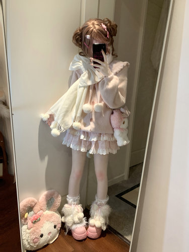 鹿屿【软软 全款预约12.31截止】毛茸茸秋冬古着感软糯毛衣围巾