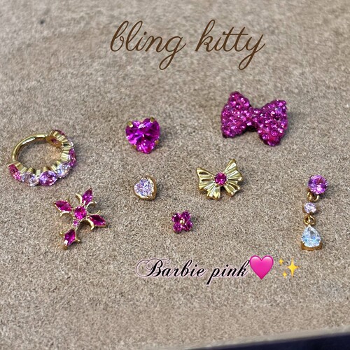 【Barbie pink芭比镀金系列】 通体F136钛合金耳钉耳骨钉养耳洞