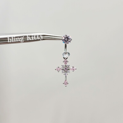爆闪凯蒂｜十字架爆闪马蹄环耳钉F136钛合金内螺旋养耳洞耳骨钉