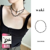 bagel waki 芝麻贝果sesame 天然斑点石黑碧玺手工串珠项链手链