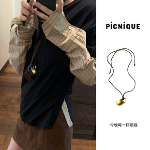 Picnique Foodie 今晚喝一杯长项链时尚小众百搭叠戴毛衣链女