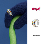 oups 邂逅马赛克戒指彩色珐琅珍珠指环复古小众遇见孟菲斯系列