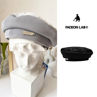 今日青年FACEONLAB 拼接蕾丝贝雷帽小众原创设计百搭情侣帽潮