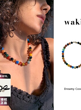 waki浪漫宇宙彩色玛瑙小众项链