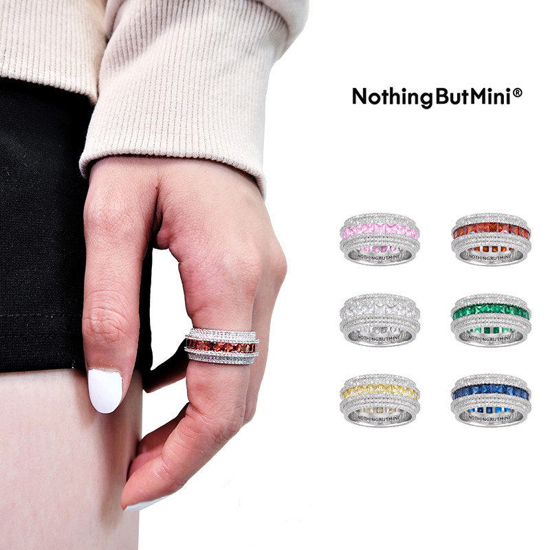 nothingbutmini王嘉尔同款撞色彩色水晶戒指个性时尚小众戒指女潮