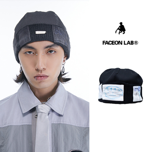 今日青年 FACEONLAB街头复古针织帽做旧手工涂鸦原创拼接情侣帽潮