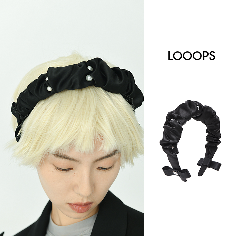 LOOOPS蝴蝶结褶皱珍珠发箍