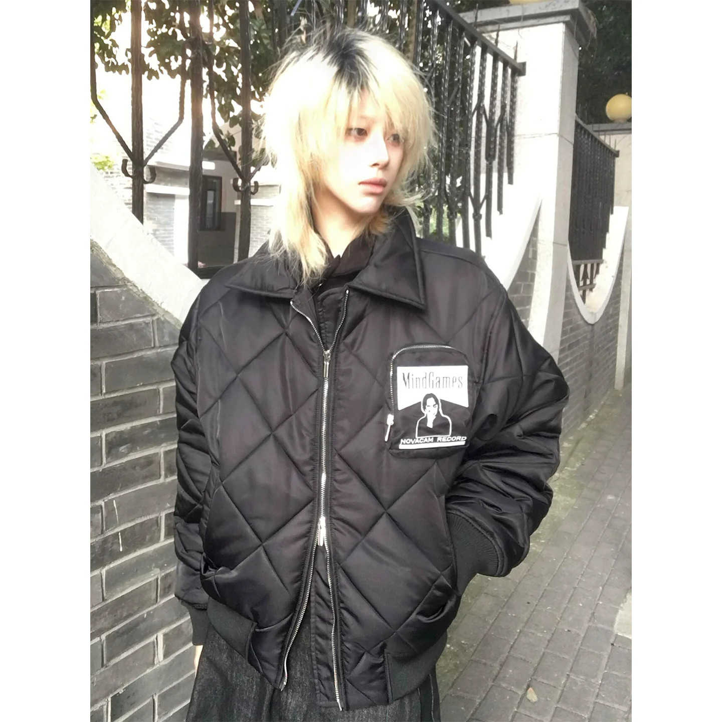 美式复古黑色棉服外套女冬季新款加厚保暖棉衣bomber飞行员夹克潮