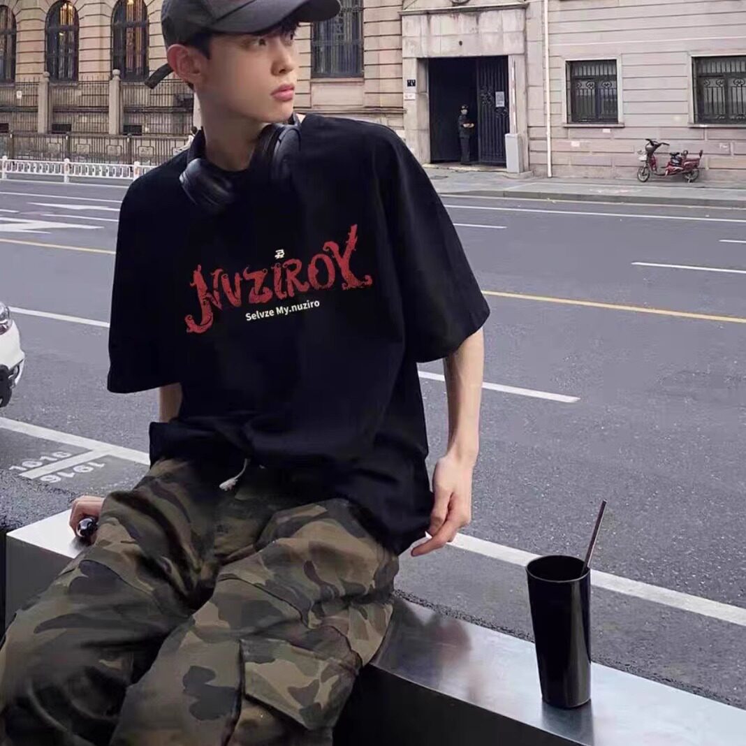 美式高街百搭潮男体恤2026新款夏季纯棉短袖t恤男圆领宽松上衣女