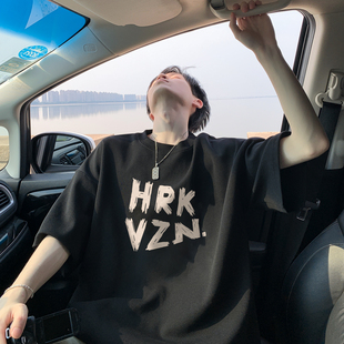 美式字母印花短袖t恤男生夏季2025新款高级感潮牌重磅衣服宽松