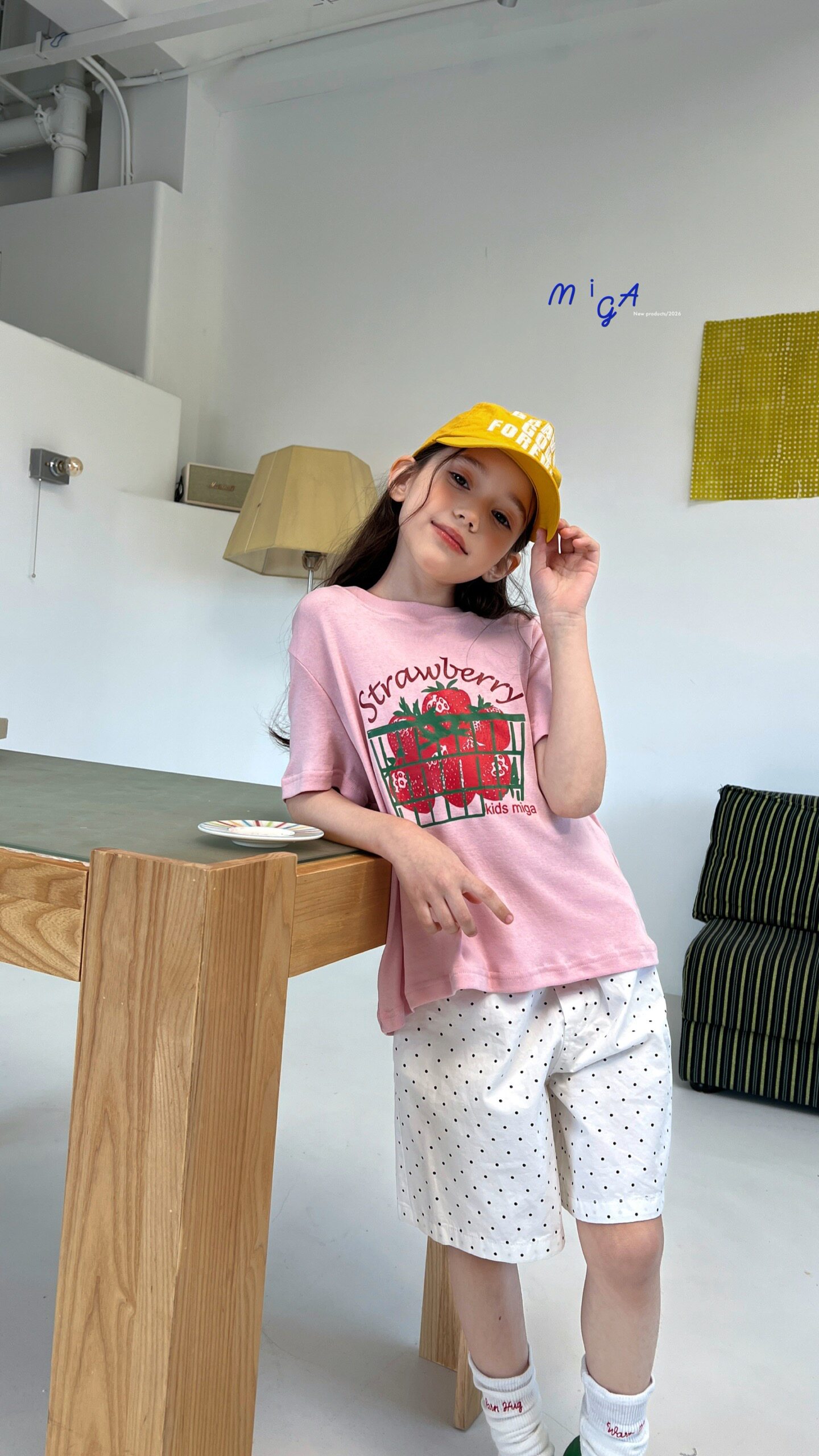 韩国品牌童装觅家26夏女童洋气百搭草莓印花短袖T恤波点休闲短裤