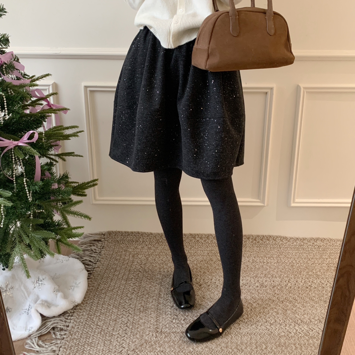 芭妮Bonnet-爆款升级气质撒银圣诞花苞裙中裙半身裙