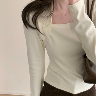 TOMORROW-26年早春显瘦一绝薄背神衣设计感插肩方领打底小衫