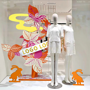 桂树玉兔美陈摆件节日装扮布置场景道具仿真树装饰橱窗商场陈列