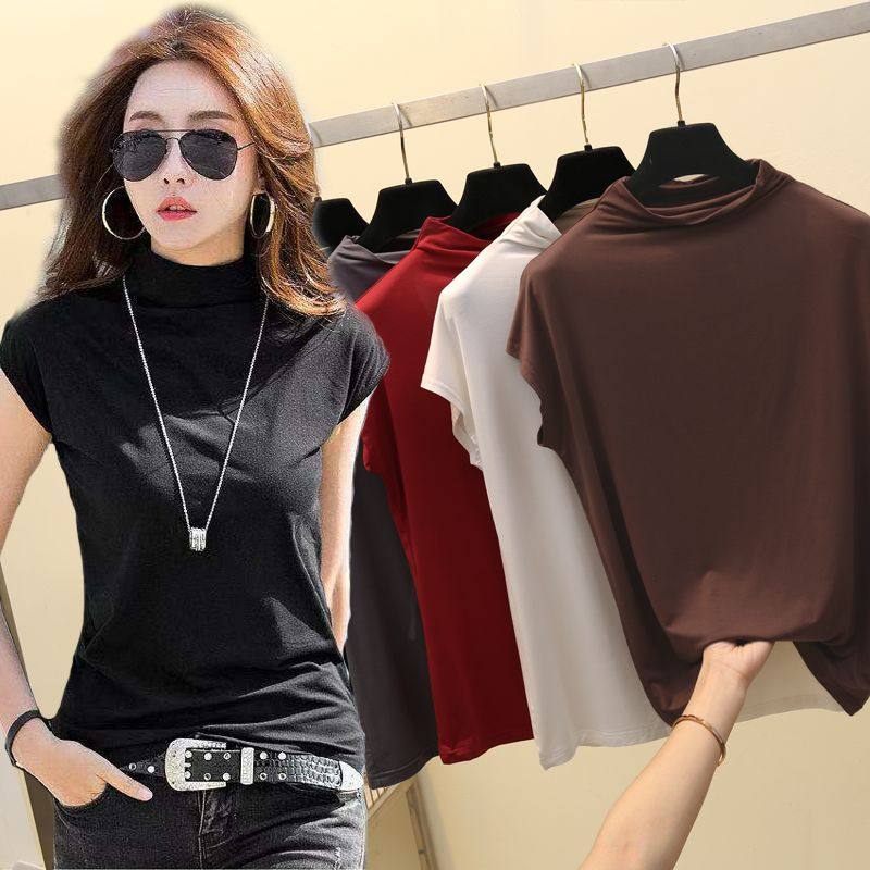 慵懒风夏季新款莫代尔无袖t恤半高领宽松百搭显瘦打底衫女上衣ins,女装/女士精品,背心吊带,淘宝优惠券,粉丝福利购,淘宝优惠卷