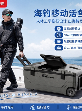 保温箱80升100升增氧活鱼箱海钓户外大容量带轮冷藏箱生鲜冷链箱