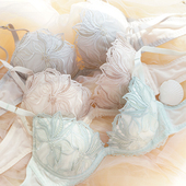 2026年全尺码 春季 优美刺绣蕾丝文胸聚拢有钢圈日系少女薄杯内衣仙