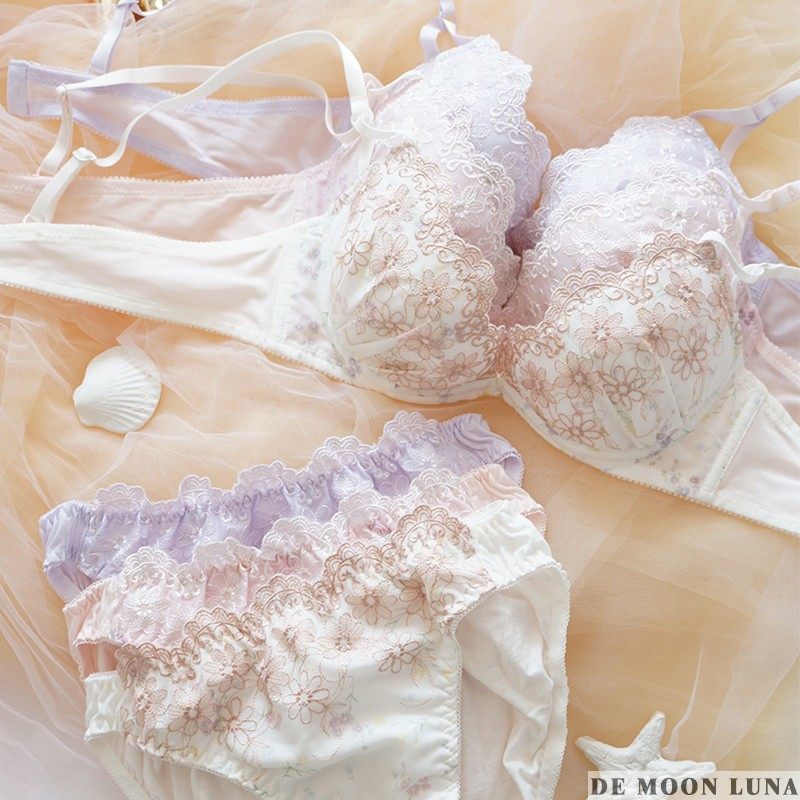 自然花园包邮日本日式棉布小仙女舒适透气文胸套装聚拢内衣内裤甜