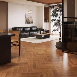 广东制造柔光天鹅绒人字拼木纹瓷砖600X1200卧室客厅仿实木地板砖