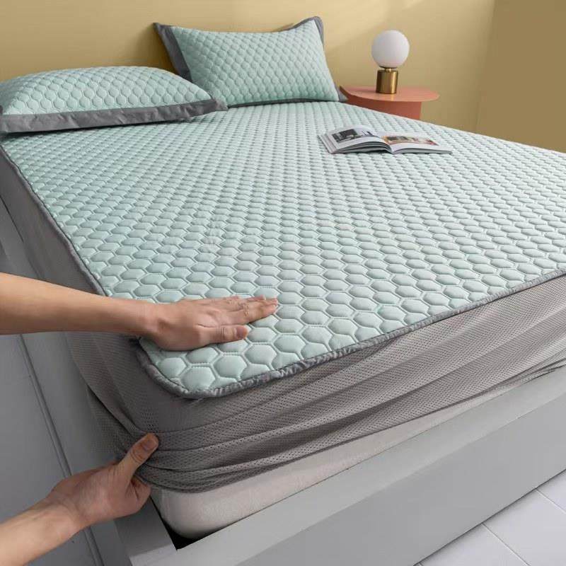 A类锦纶凉感纱冰丝床笠乳胶凉席三件套床裙款夏季防滑床垫保护罩,床上用品,乳胶席,淘宝优惠券,粉丝福利购,淘宝优惠卷