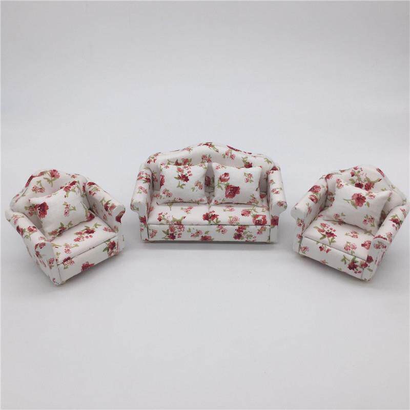 112娃娃屋迷你家具dollhouse沙发3件套带靠枕