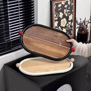 奶油风原木餐用托盘酒店名宿精致下午茶甜品盘高颜值蛋糕咖啡杯盘