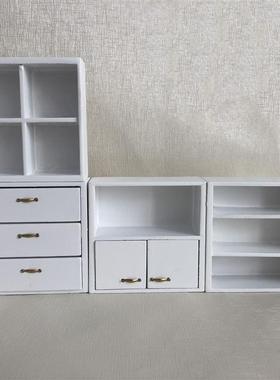 1:12迷你娃娃屋dollhouse玩具模型小屋迷你家具 白色组合柜