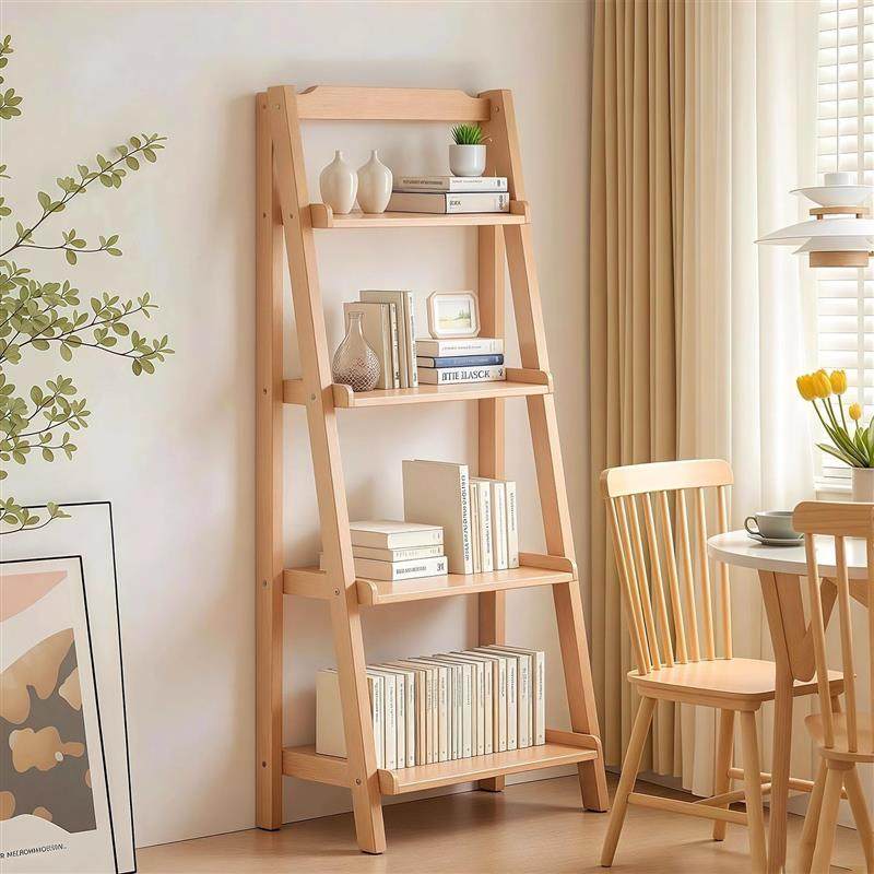 实木书架落地置物架客厅大容量储物架复古梯形开放书柜家用收纳架,住宅家具,书架,淘宝优惠券,粉丝福利购,淘宝优惠卷
