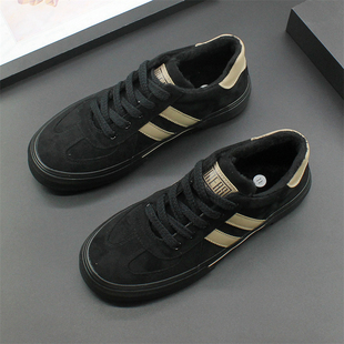 加绒二棉男鞋 2024新款 低帮保暖布鞋 子厚底系带休闲鞋 冬季 男款 棉鞋