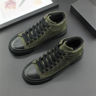 冬季棉鞋2024新款加绒二棉男鞋高帮保暖布鞋子厚底系带休闲鞋男款