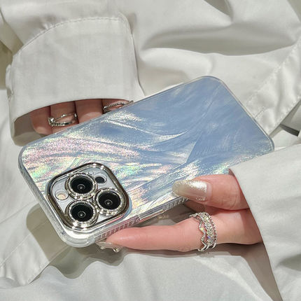 高级感闪钻镜头膜适用华为P40气囊防摔mate60/50pro手机壳pura70直边P30电镀银色nova9/10光面硬壳11/12女7/8
