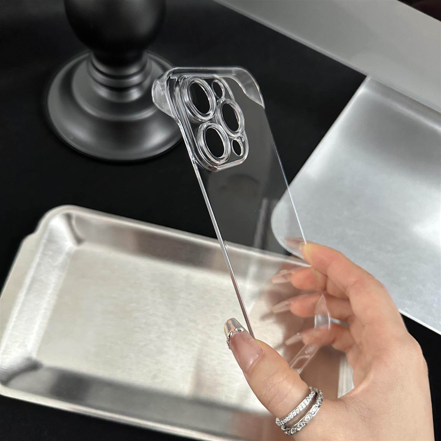 高级感PC硬壳不发黄适用iPhone16promax苹果15 pro透明12promax手机壳13pro无边框17promax半透白air半包8P