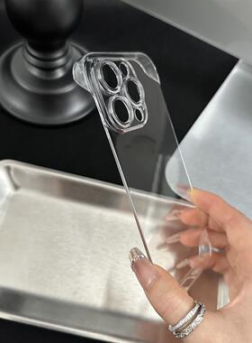 高级感17promax硬壳不黄适用小米15透明13/14pro无边框11Ultra手机壳红米K90防指纹Note14/15pro散热K70/K80