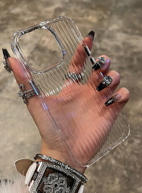 透明真不发黄适用oneplus一加ace2po透黑立体1+13光栅手机壳1+12大孔加高镜头防摔魅族21瓦楞条纹感散热硬壳