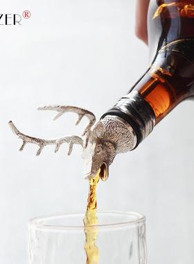 PTZER鹿头倒酒嘴分酒器引酒洋酒红酒调酒塞密封塞圣诞雪花不锈钢