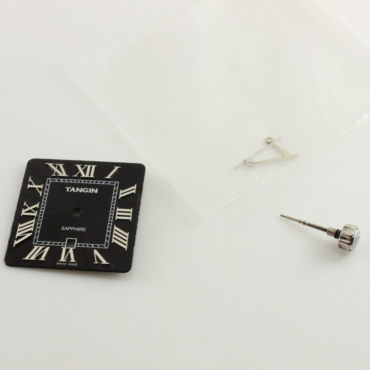 TANGIN天珺表盘TW2231L黑色字面刻度盘表针把头玻璃柄头配件2228L