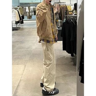 日系复古宽松直筒工装裤新款多口袋百搭长裤简约户外休闲裤子