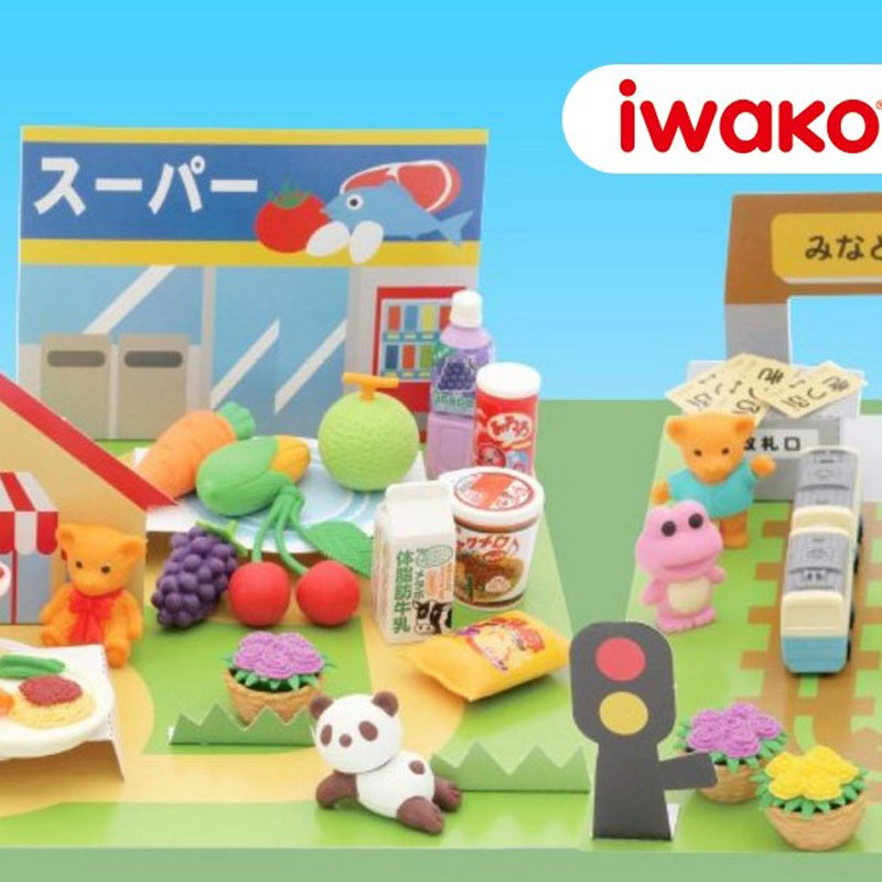 IWAKO日本进口橡皮擦儿童卡通可爱益智可拼装趣味橡皮玩具车辆系列