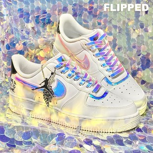 原创镭射电玩鞋 带 带适配AF1blazer像素goodga双面镭射膜鞋