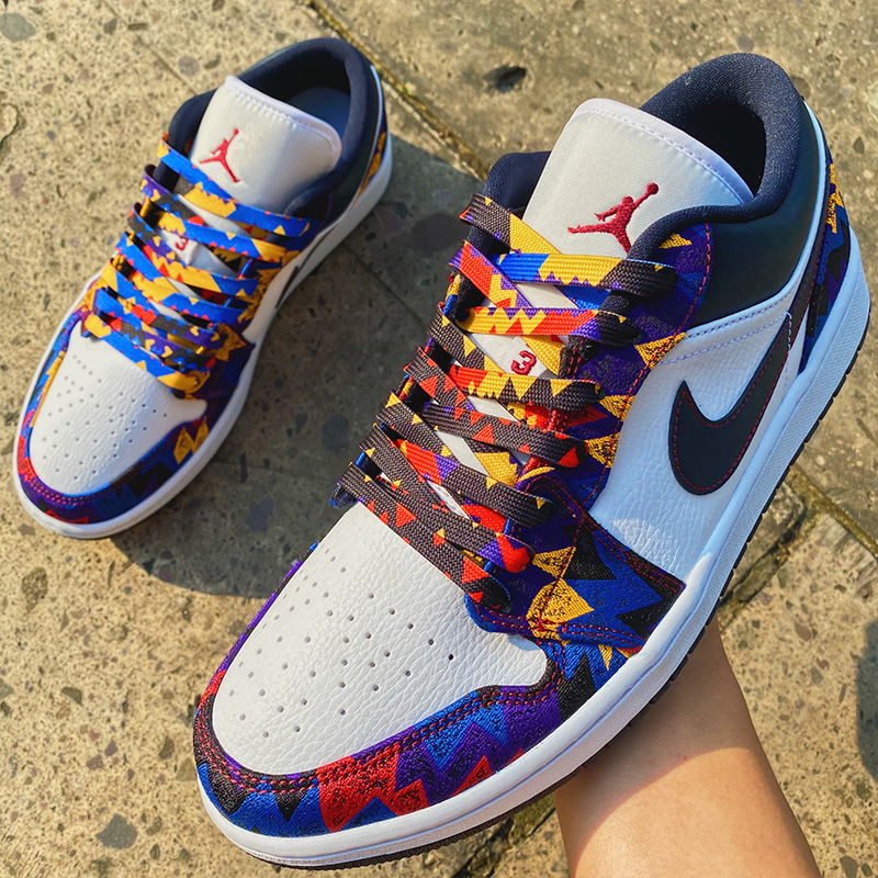 适配AF1空军一号AJ1970S低帮红黄紫蓝sweater炫彩AJ1毛衣扁鞋带绳
