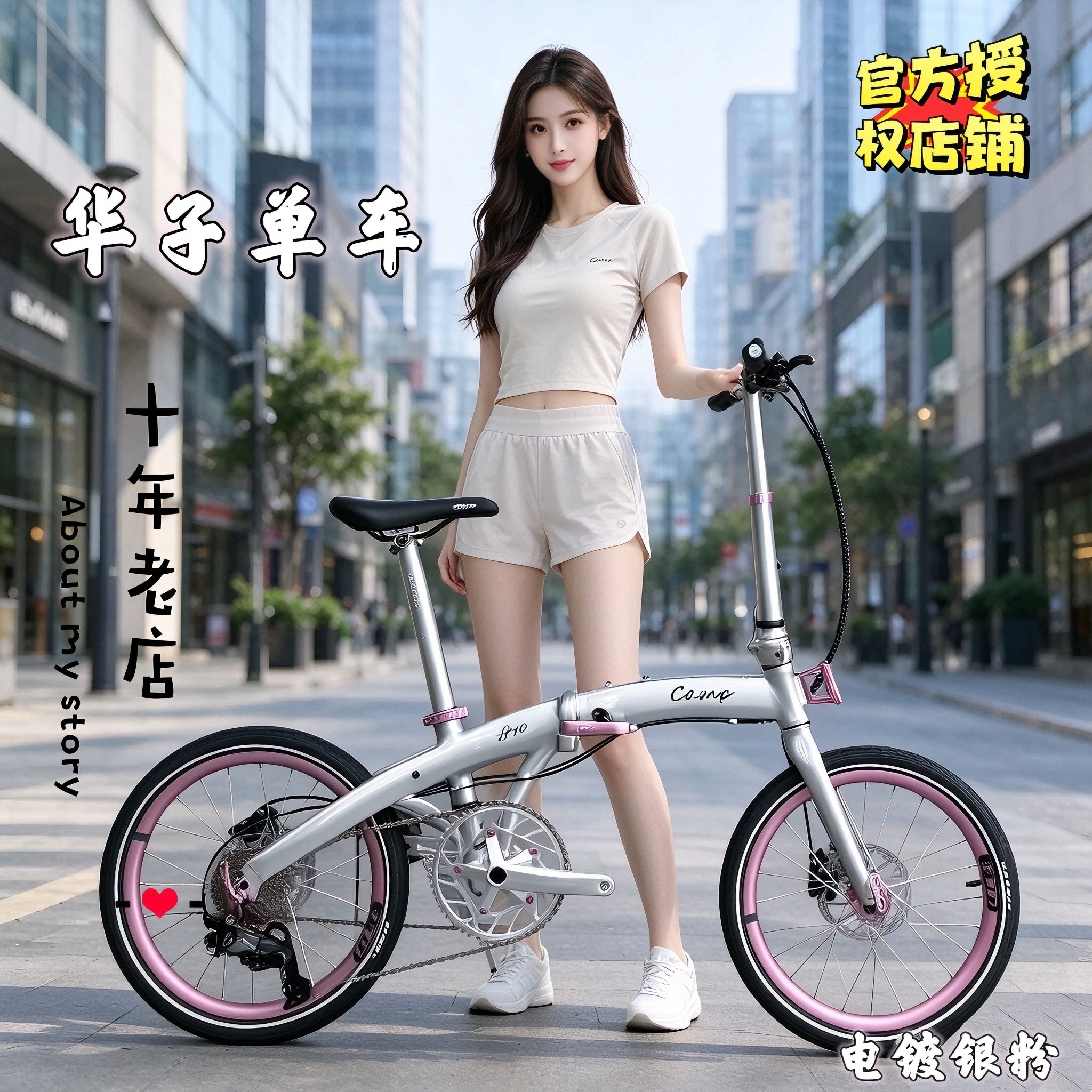 camp限量炫彩坎普P10折叠车10速油碟版 铝合金折叠自行车家用汽车