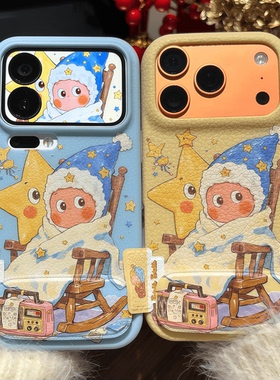 皮纹tpu冬日星星人标签支架适用苹果17/16promax手机壳vivooppo小米17潮可爱保护套华为p80promax荣耀500
