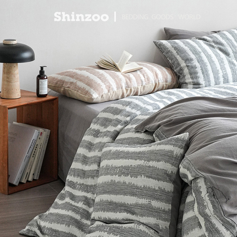 寝作shizoo床上四件套纯棉全棉2026新款被套罩床单日系风格条纹