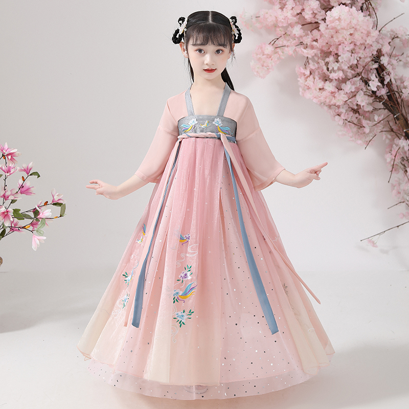 女童汉服夏装儿童超仙襦裙中国风唐装古装小女孩童装飘逸连衣裙薄
