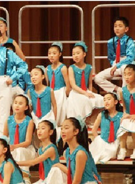 2025儿童春夏表演服大合唱服装演出服小学生中学生朗诵服舞台蓝色