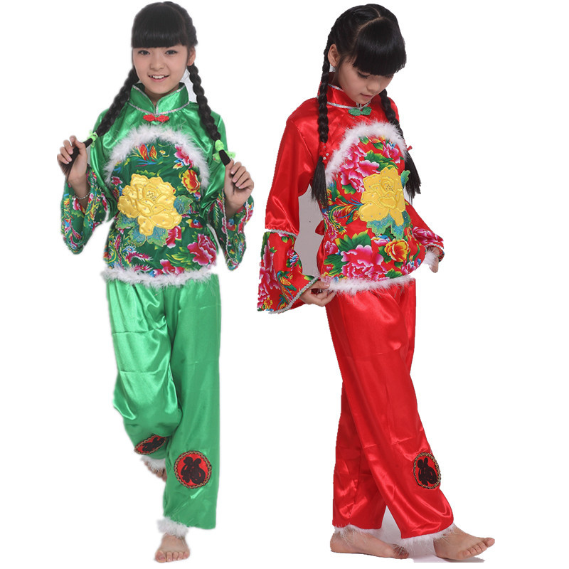 2026新款儿童舞蹈服表演服扇子舞演出服民族服装长袖喜庆手绢舞服