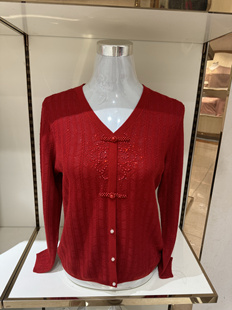 新款妈妈春装毛衣宽松婚礼喜宴本命年女装重工春秋长袖薄款打底衫